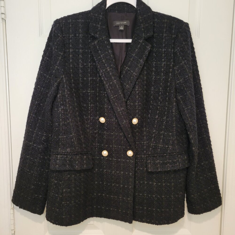 ANN TAYLOR TWEED DOUBLE-BREADTED BLAZER SZ 10 - Picture 2 of 14